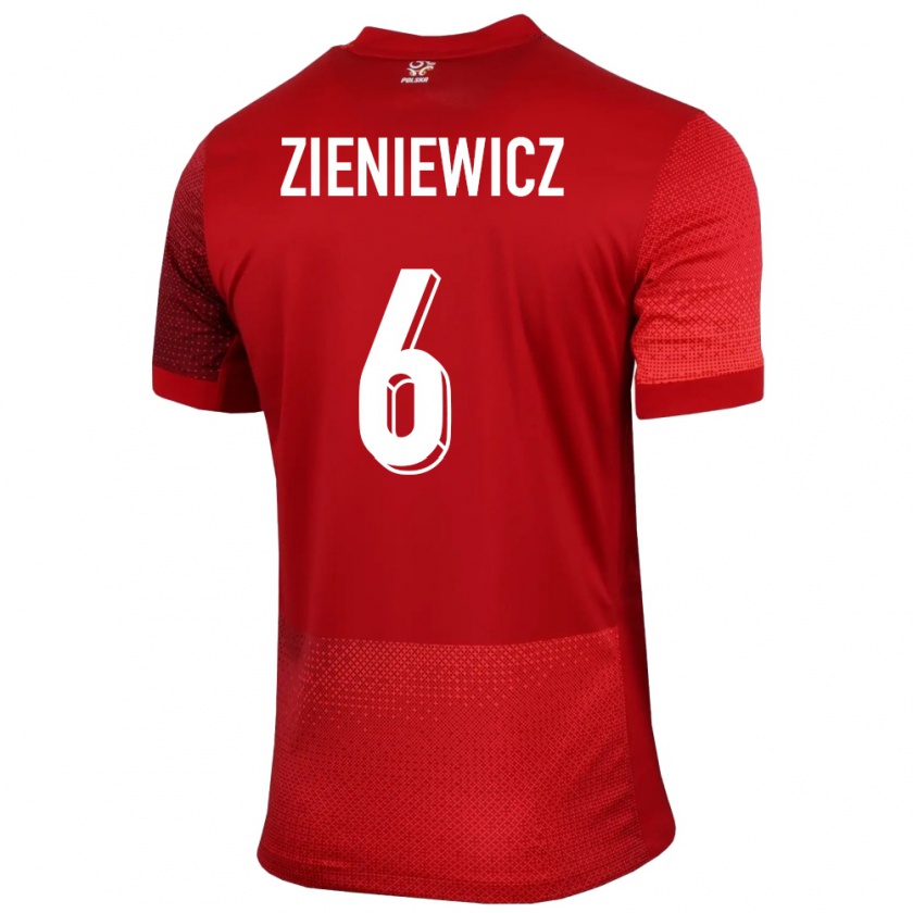Kandiny Férfi Lengyelország Wiktoria Zieniewicz #6 Piros Idegenbeli Jersey 24-26 Mez Póló Ing