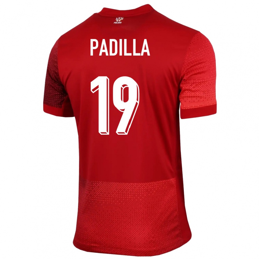 Kandiny Férfi Lengyelország Natalia Padilla #19 Piros Idegenbeli Jersey 24-26 Mez Póló Ing