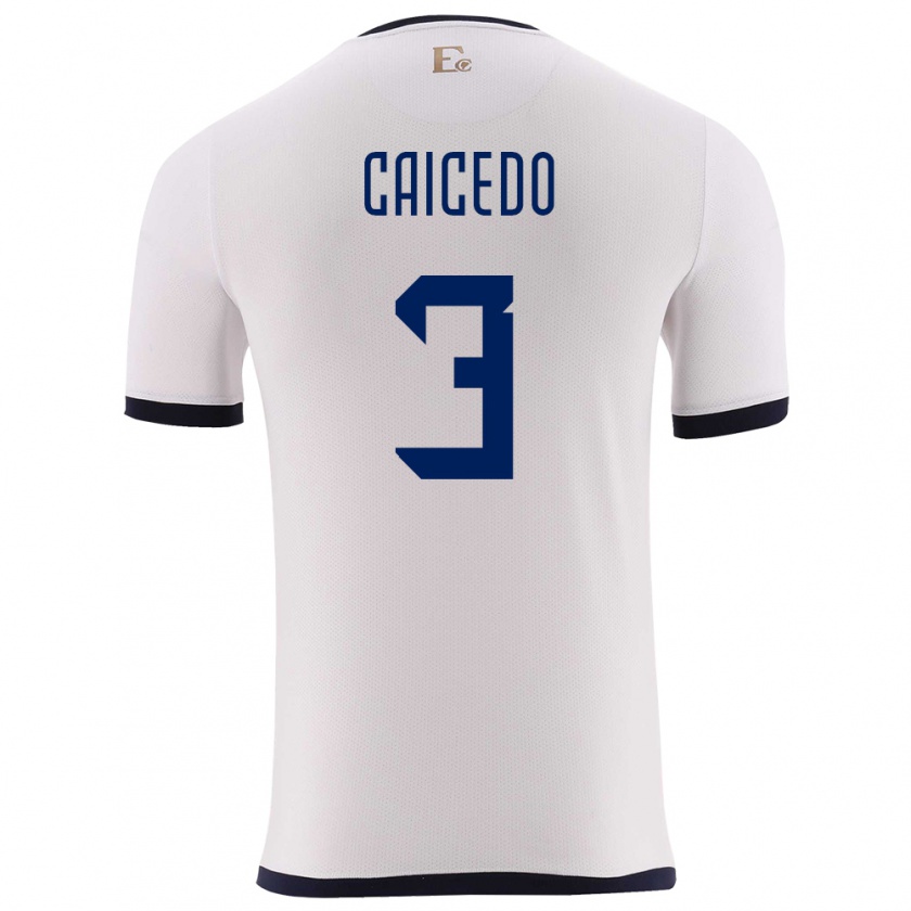 Kandiny Férfi Ecuador Jessy Caicedo #3 Fehér Idegenbeli Jersey 24-26 Mez Póló Ing