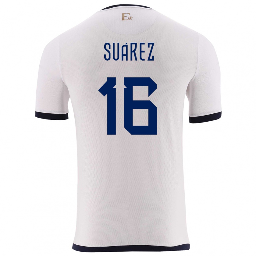 Kandiny Férfi Ecuador Ariel Suarez #16 Fehér Idegenbeli Jersey 24-26 Mez Póló Ing