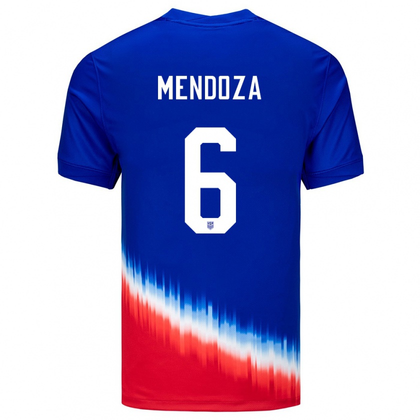 Kandiny Férfi Egyesült Államok Edwyn Mendoza #6 Kék Idegenbeli Jersey 24-26 Mez Póló Ing