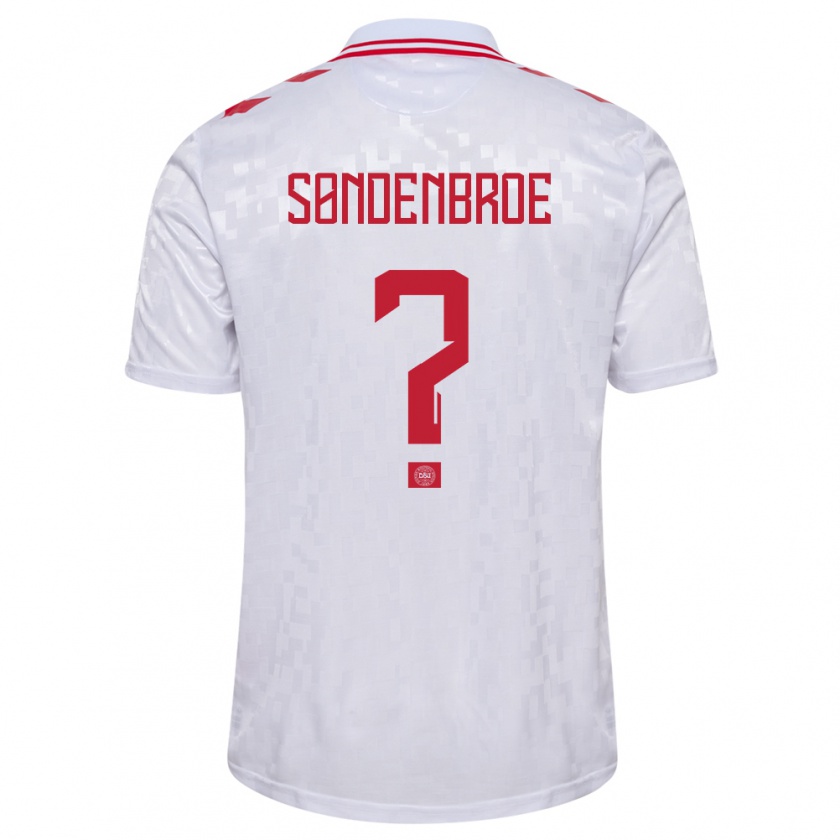 Kandiny Férfi Dánia Andreas Søndenbroe #0 Fehér Idegenbeli Jersey 24-26 Mez Póló Ing