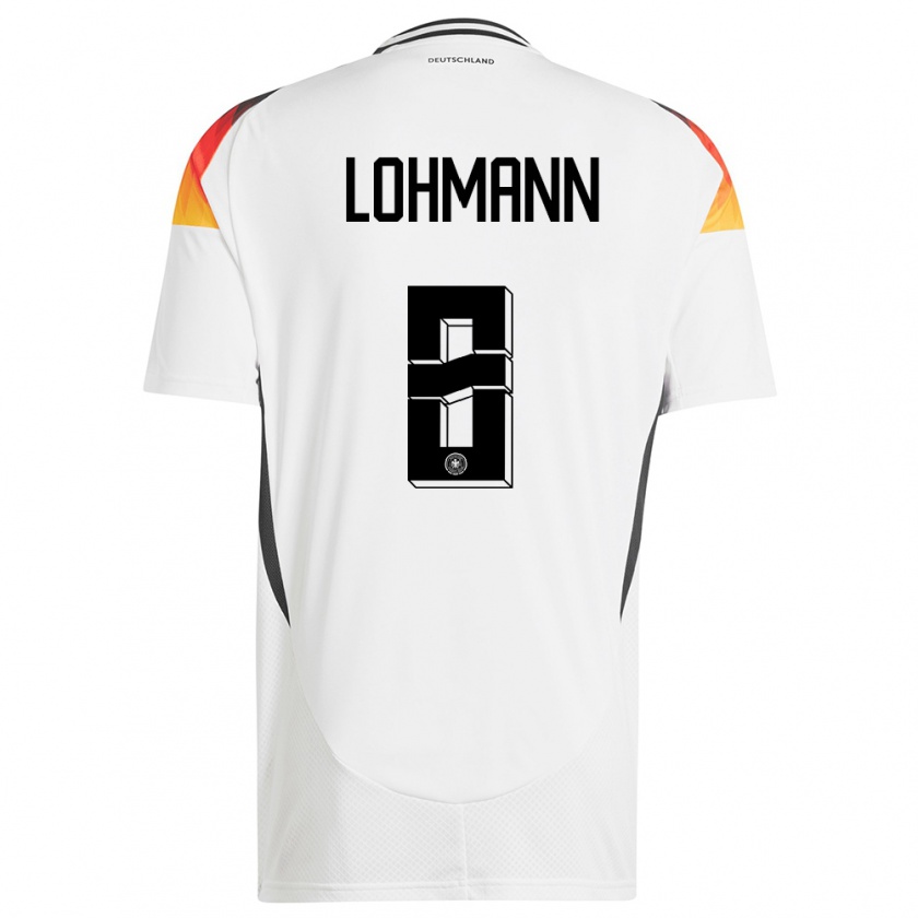 Kandiny Női Németország Sydney Lohmann #8 Fehér Hazai Jersey 24-26 Mez Póló Ing