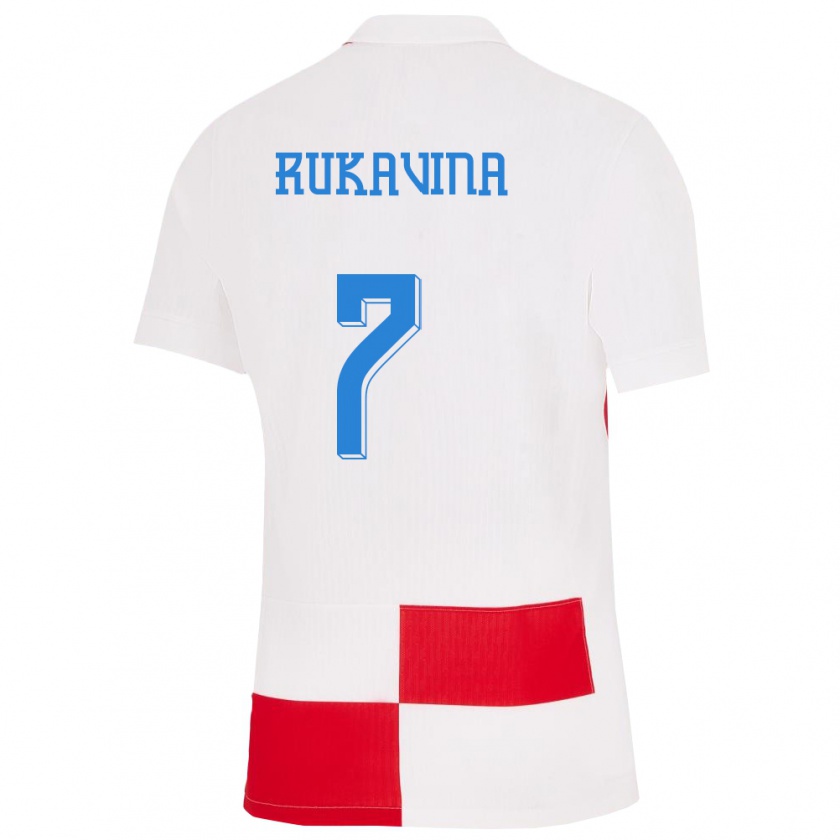Kandiny Női Horvátország Gabriel Rukavina #7 Fehér Piros Hazai Jersey 24-26 Mez Póló Ing