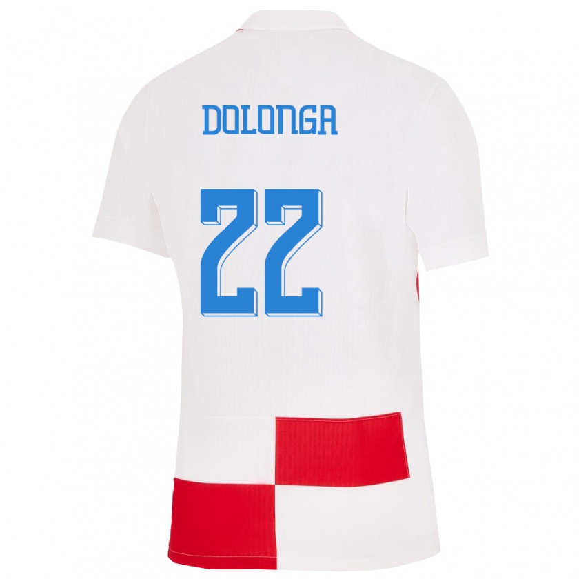Kandiny Női Horvátország Niko Dolonga #22 Fehér Piros Hazai Jersey 24-26 Mez Póló Ing