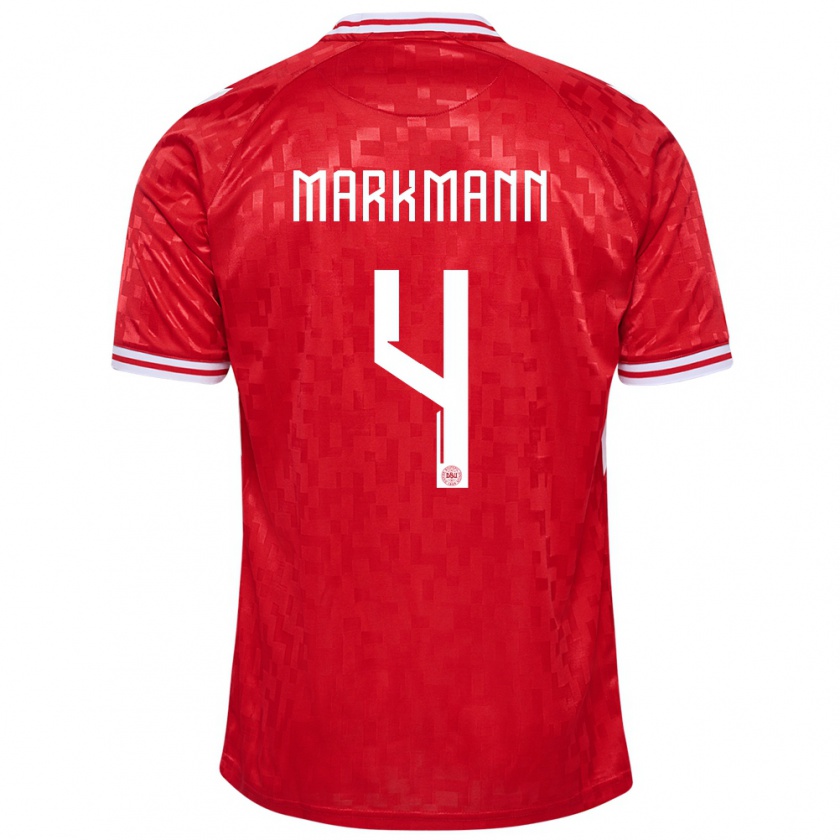 Kandiny Női Dánia Noah Markmann #4 Piros Hazai Jersey 24-26 Mez Póló Ing