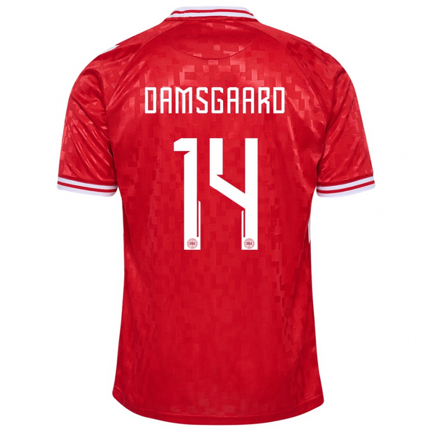 Kandiny Női Dánia Mikkel Damsgaard #14 Piros Hazai Jersey 24-26 Mez Póló Ing