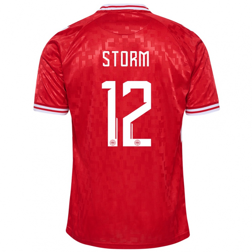Kandiny Női Dánia Tobias Storm #12 Piros Hazai Jersey 24-26 Mez Póló Ing