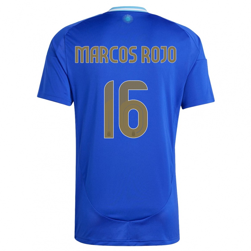 Kandiny Női Argentína Marcos Rojo #16 Kék Idegenbeli Jersey 24-26 Mez Póló Ing