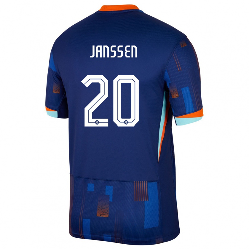 Kandiny Női Hollandia Dominique Janssen #20 Kék Idegenbeli Jersey 24-26 Mez Póló Ing