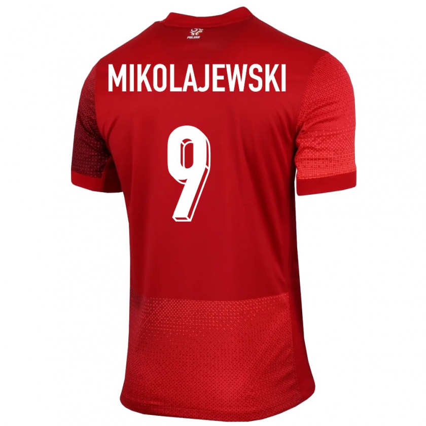 Kandiny Női Lengyelország Daniel Mikolajewski #9 Piros Idegenbeli Jersey 24-26 Mez Póló Ing