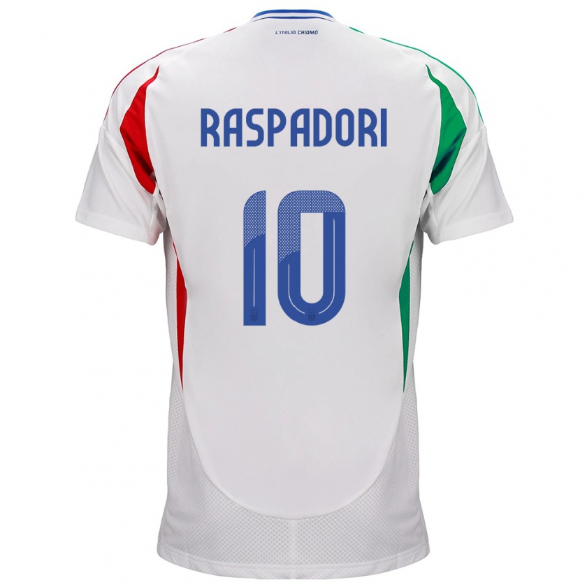 Kandiny Női Olaszország Giacomo Raspadori #10 Fehér Idegenbeli Jersey 24-26 Mez Póló Ing