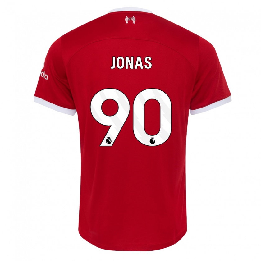 Kandiny Gyermek Lee Jonas #90 Piros Hazai Jersey 2023/24 Mez Póló Ing