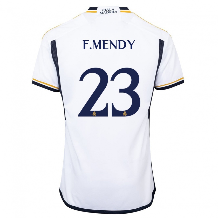 Kandiny Gyermek Ferland Mendy #23 Fehér Hazai Jersey 2023/24 Mez Póló Ing