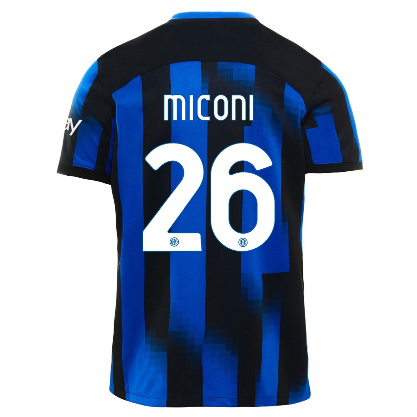 Kandiny Gyermek Riccardo Miconi #26 Fekete Kék Hazai Jersey 2023/24 Mez Póló Ing