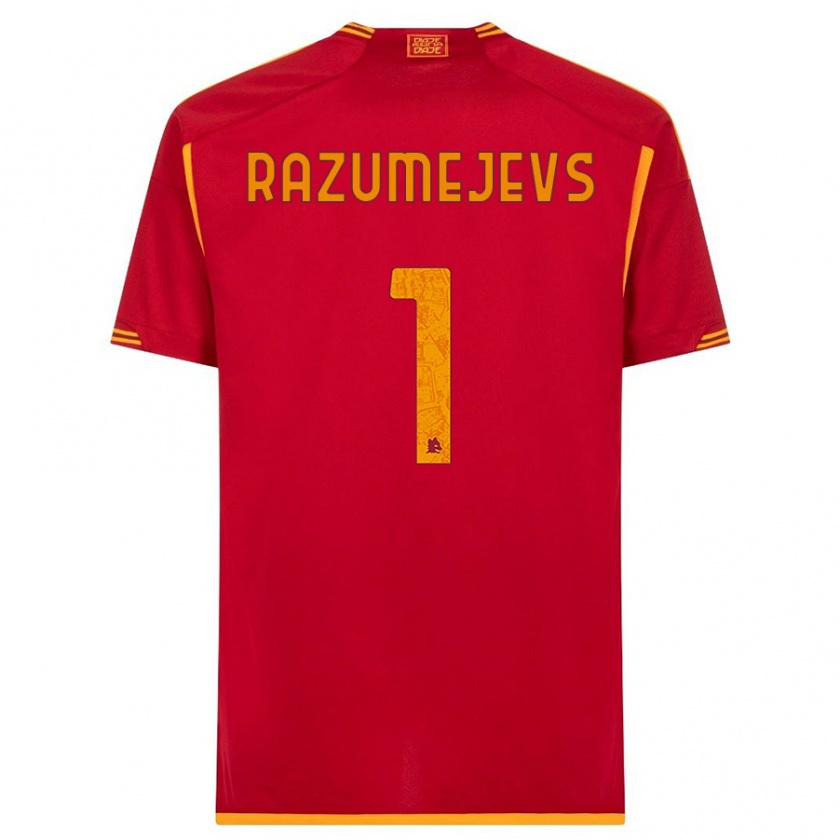Kandiny Gyermek Vladislavs Razumejevs #1 Piros Hazai Jersey 2023/24 Mez Póló Ing