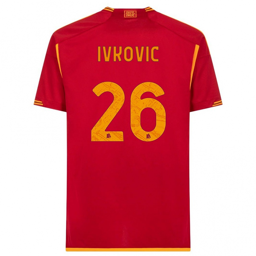 Kandiny Gyermek Mate Ivkovic #26 Piros Hazai Jersey 2023/24 Mez Póló Ing