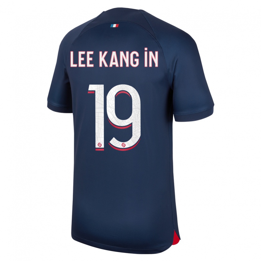 Kandiny Gyermek Kang-In Lee #19 Kék Piros Hazai Jersey 2023/24 Mez Póló Ing
