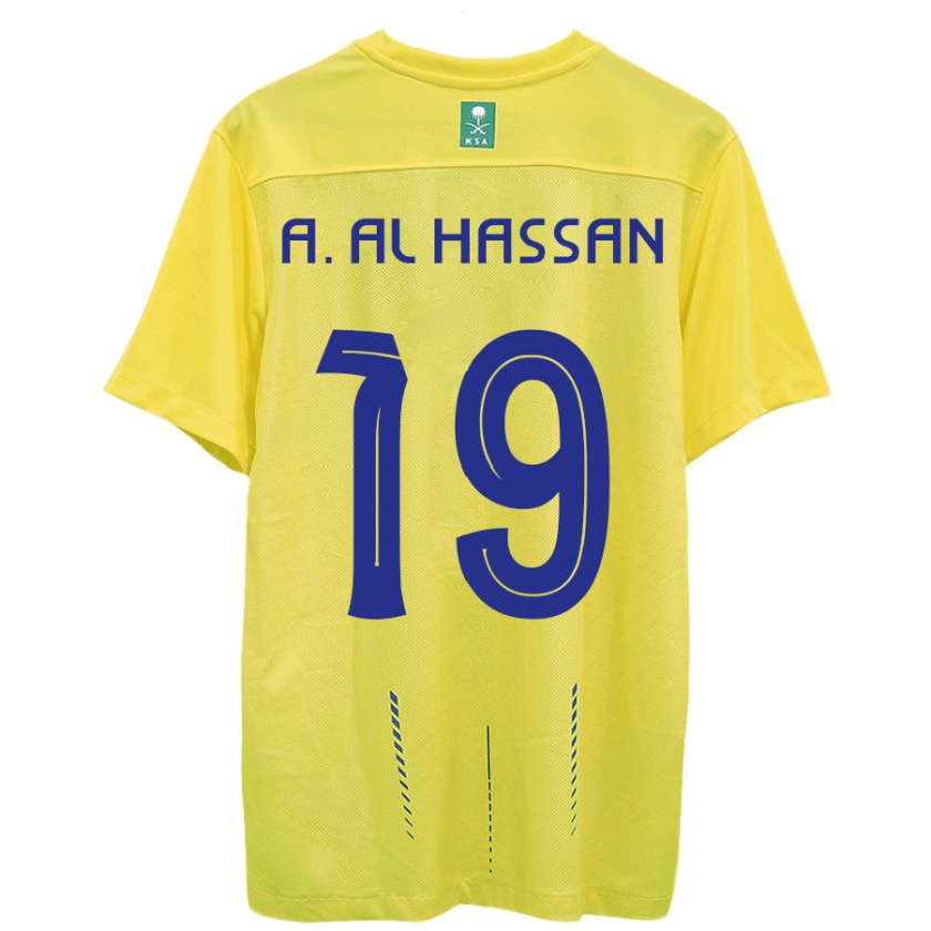 Kandiny Gyermek Ali Al-Hassan #19 Sárga Hazai Jersey 2023/24 Mez Póló Ing