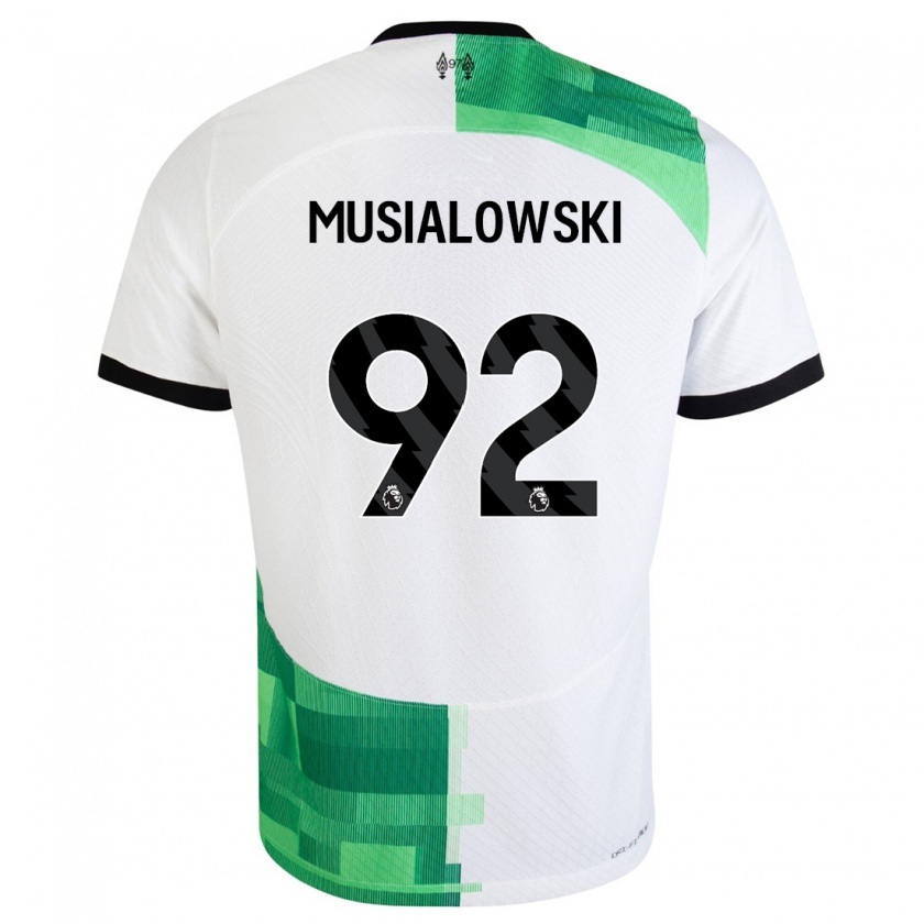 Kandiny Gyermek Mateusz Musialowski #92 Fehér Zöld Idegenbeli Jersey 2023/24 Mez Póló Ing