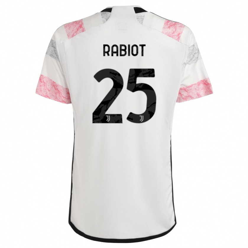 Kandiny Gyermek Adrien Rabiot #25 Fehér Rózsaszín Idegenbeli Jersey 2023/24 Mez Póló Ing