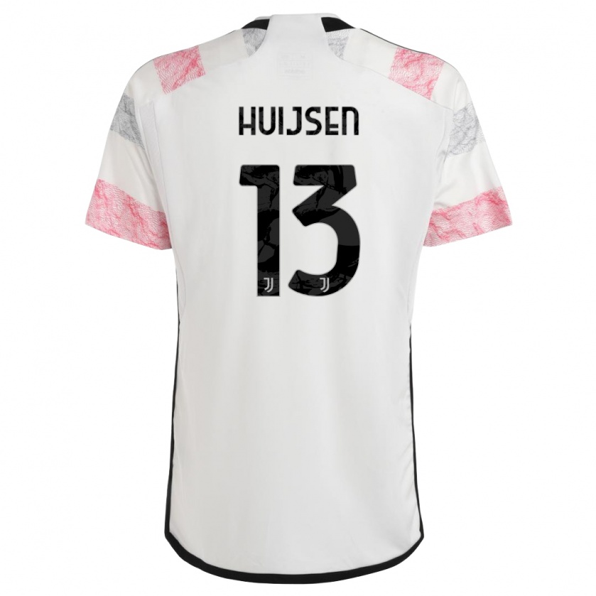 Kandiny Gyermek Dean Huijsen #13 Fehér Rózsaszín Idegenbeli Jersey 2023/24 Mez Póló Ing