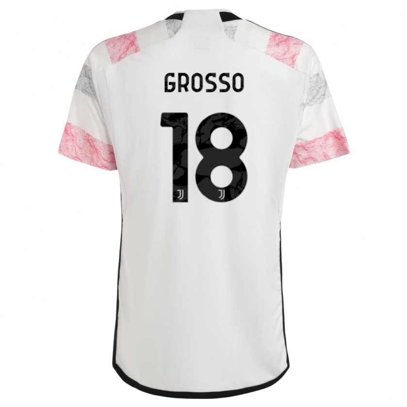 Kandiny Gyermek Filippo Grosso #18 Fehér Rózsaszín Idegenbeli Jersey 2023/24 Mez Póló Ing