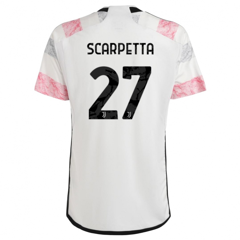 Kandiny Gyermek Jacopo Scarpetta #27 Fehér Rózsaszín Idegenbeli Jersey 2023/24 Mez Póló Ing