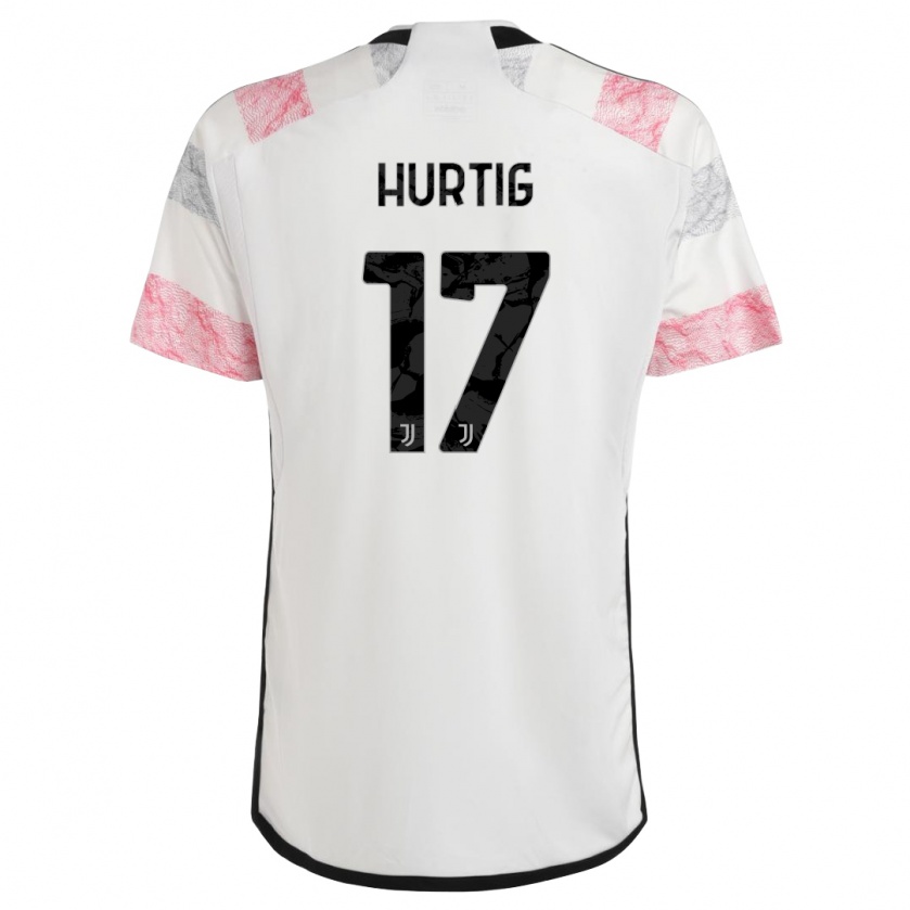 Kandiny Gyermek Lina Hurtig #17 Fehér Rózsaszín Idegenbeli Jersey 2023/24 Mez Póló Ing