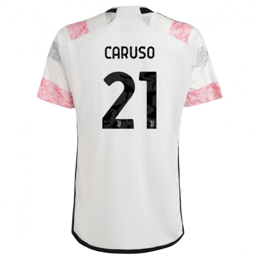 Kandiny Gyermek Arianna Caruso #21 Fehér Rózsaszín Idegenbeli Jersey 2023/24 Mez Póló Ing