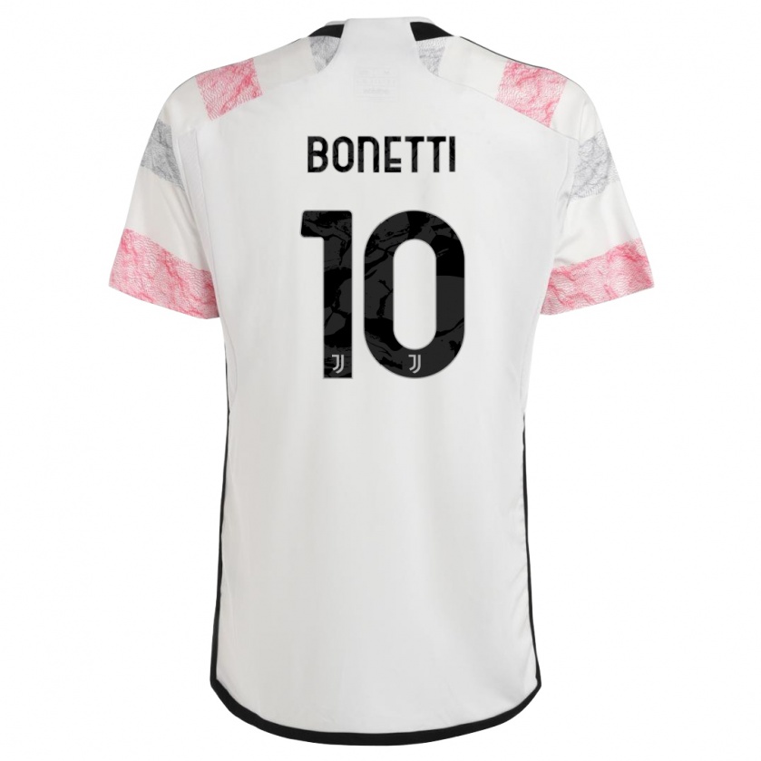 Kandiny Gyermek Andrea Bonetti #10 Fehér Rózsaszín Idegenbeli Jersey 2023/24 Mez Póló Ing