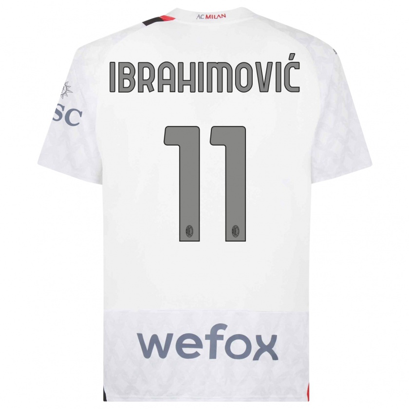 Kandiny Gyermek Zlatan Ibrahimovic #11 Fehér Idegenbeli Jersey 2023/24 Mez Póló Ing