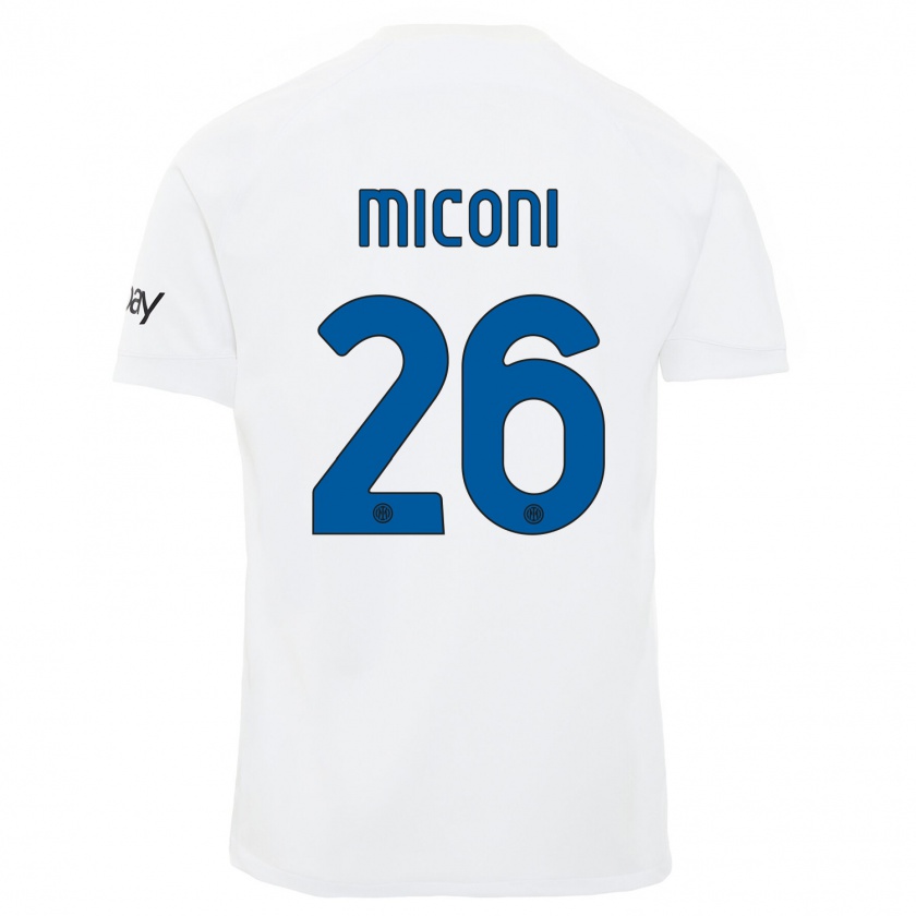 Kandiny Gyermek Riccardo Miconi #26 Fehér Idegenbeli Jersey 2023/24 Mez Póló Ing