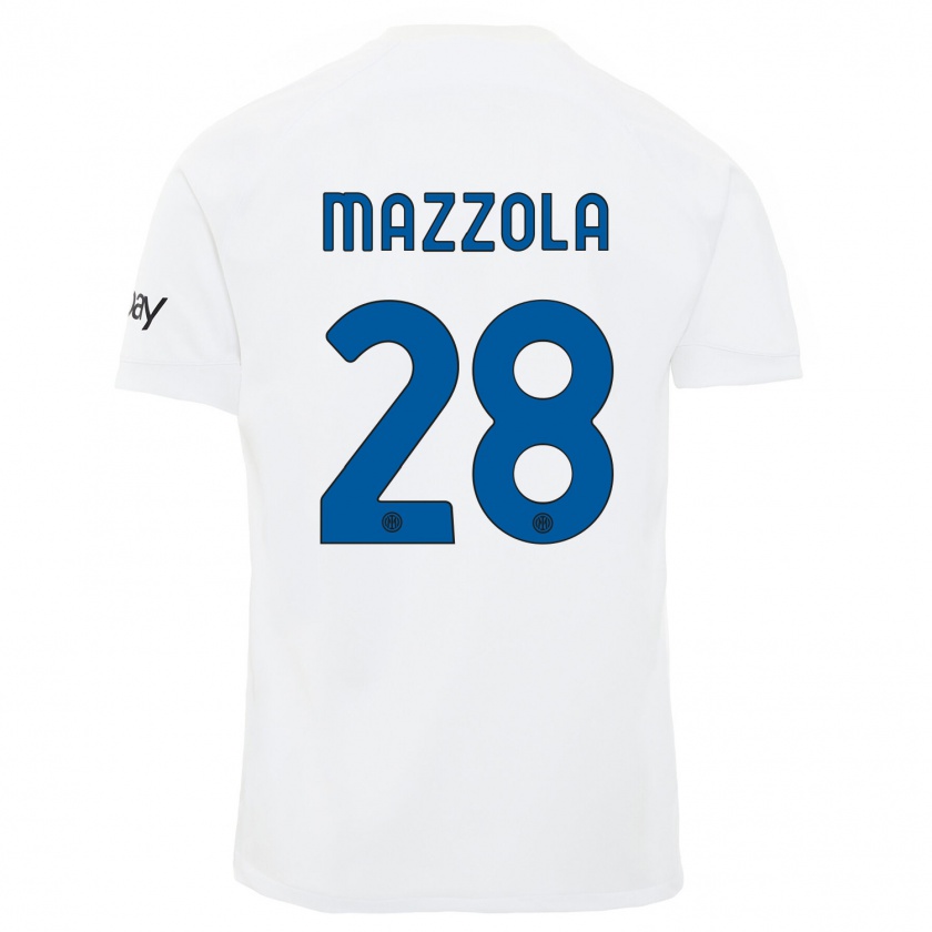 Kandiny Gyermek Giuseppe Mazzola #28 Fehér Idegenbeli Jersey 2023/24 Mez Póló Ing