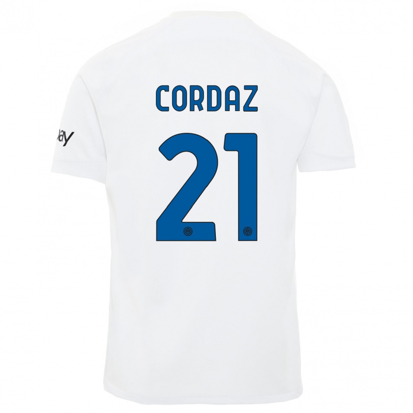 Kandiny Gyermek Alex Cordaz #21 Fehér Idegenbeli Jersey 2023/24 Mez Póló Ing