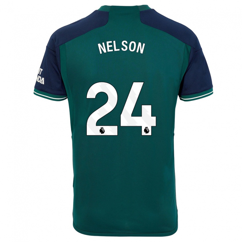 Kandiny Gyermek Reiss Nelson #24 Zöld Harmadik Számú Jersey 2023/24 Mez Póló Ing