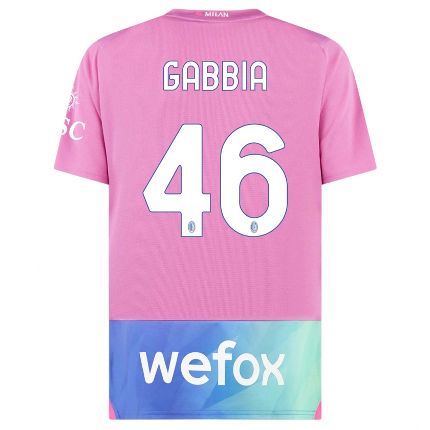 Kandiny Gyermek Matteo Gabbia #46 Pink Lila Harmadik Számú Jersey 2023/24 Mez Póló Ing