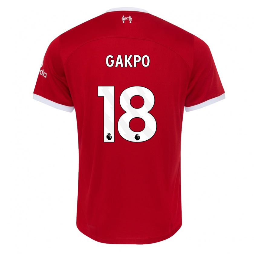 Kandiny Férfi Cody Gakpo #18 Piros Hazai Jersey 2023/24 Mez Póló Ing
