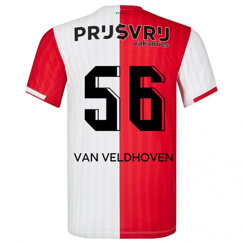 Kandiny Férfi Kars Van Veldhoven #56 Piros Fehér Hazai Jersey 2023/24 Mez Póló Ing