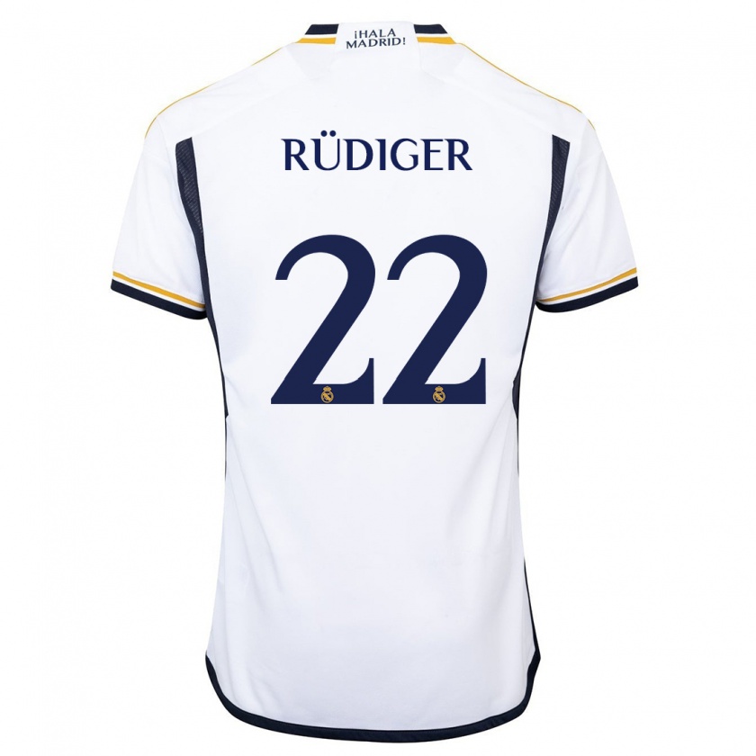 Kandiny Férfi Antonio Rüdiger #22 Fehér Hazai Jersey 2023/24 Mez Póló Ing