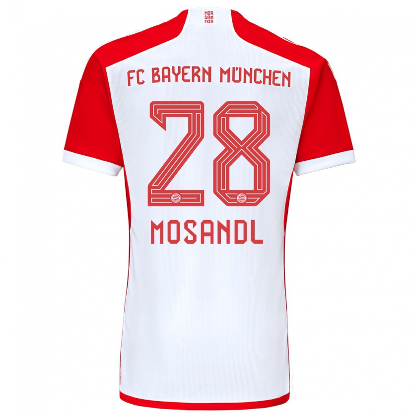 Kandiny Férfi Moritz Mosandl #28 Piros Fehér Hazai Jersey 2023/24 Mez Póló Ing