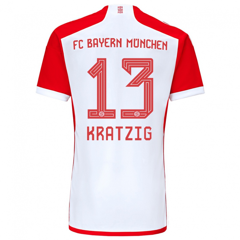 Kandiny Férfi Frans Kratzig #13 Piros Fehér Hazai Jersey 2023/24 Mez Póló Ing