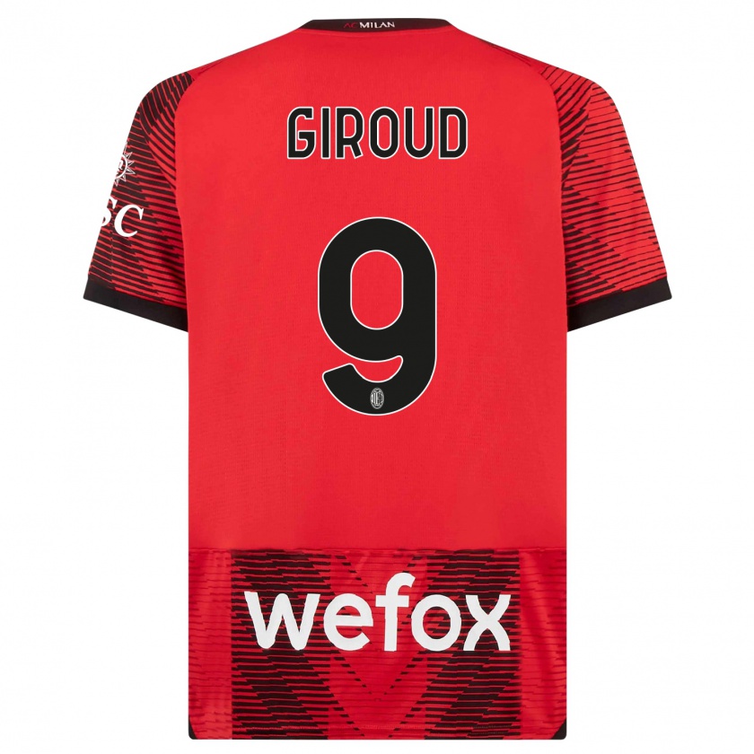 Kandiny Férfi Olivier Giroud #9 Piros Fekete Hazai Jersey 2023/24 Mez Póló Ing