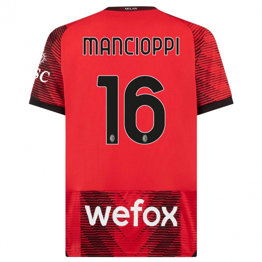 Kandiny Férfi Tommaso Mancioppi #16 Piros Fekete Hazai Jersey 2023/24 Mez Póló Ing