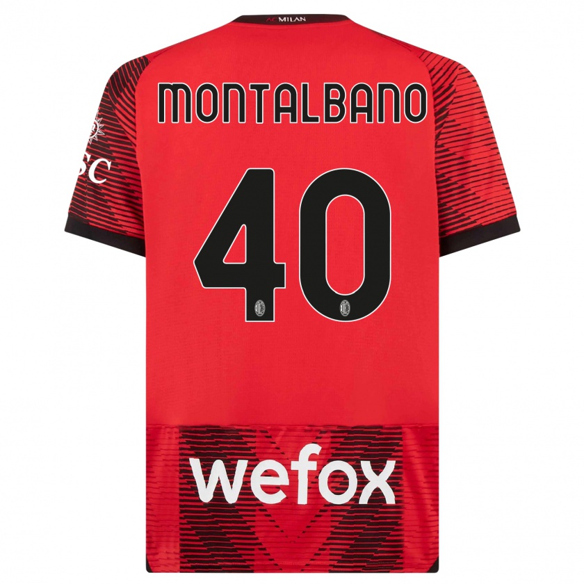 Kandiny Férfi Nicolo Montalbano #40 Piros Fekete Hazai Jersey 2023/24 Mez Póló Ing
