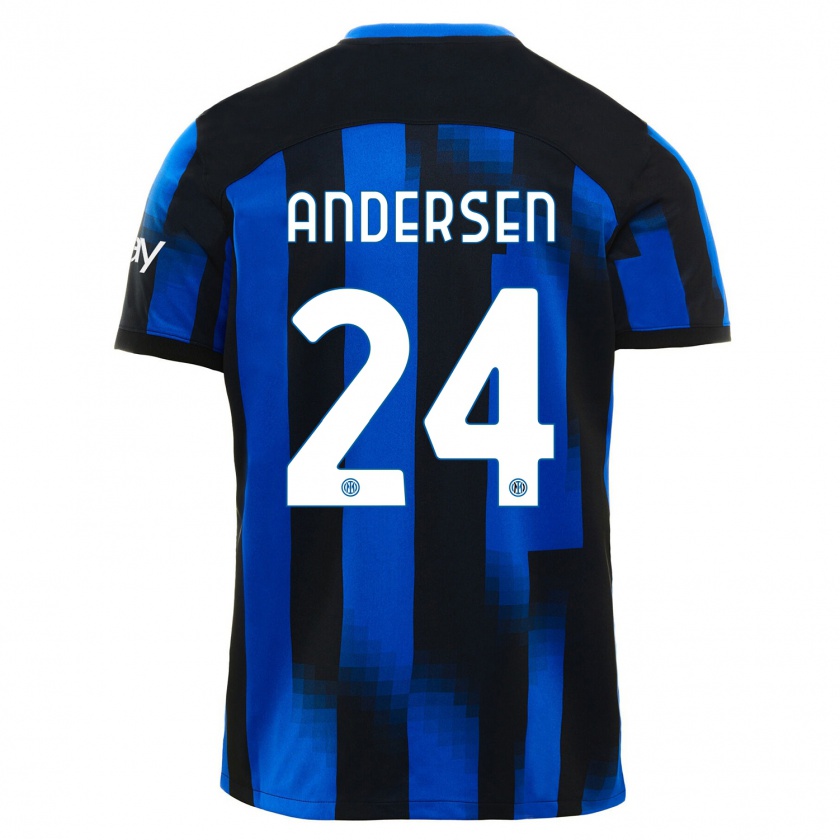 Kandiny Férfi Silas Andersen #24 Fekete Kék Hazai Jersey 2023/24 Mez Póló Ing