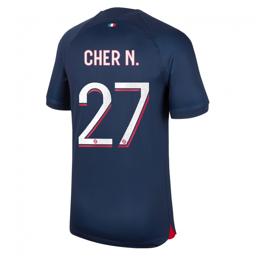 Kandiny Férfi Cher Ndour #27 Kék Piros Hazai Jersey 2023/24 Mez Póló Ing