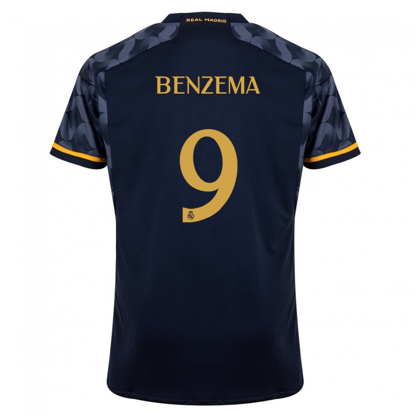 Kandiny Férfi Karim Benzema #9 Sötétkék Idegenbeli Jersey 2023/24 Mez Póló Ing
