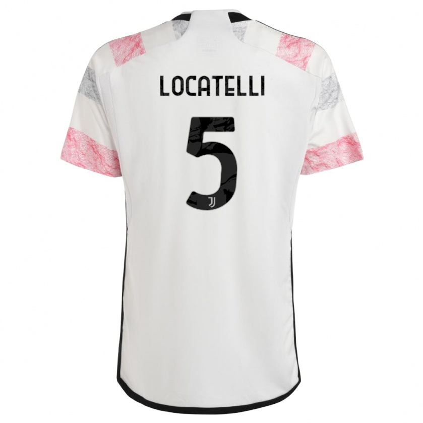 Kandiny Férfi Manuel Locatelli #5 Fehér Rózsaszín Idegenbeli Jersey 2023/24 Mez Póló Ing