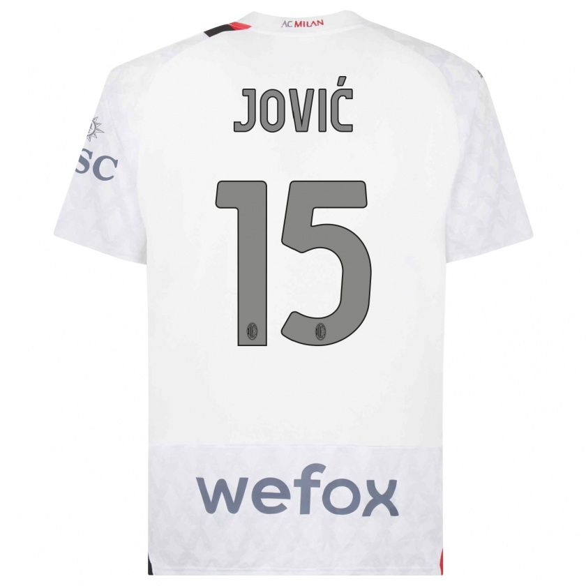 Kandiny Férfi Luka Jovic #15 Fehér Idegenbeli Jersey 2023/24 Mez Póló Ing